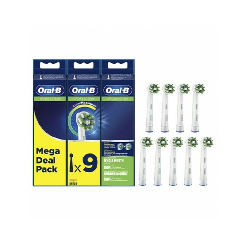 Oral-B CrossAction 80339536 tête de brosses 9 pièce(s) Blanc