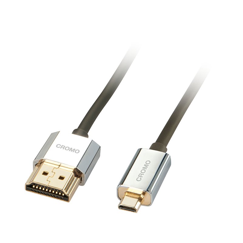 Lindy 41680 câble HDMI 0,5 m HDMI Type A (Standard) HDMI Type D (Micro) Noir, Argent