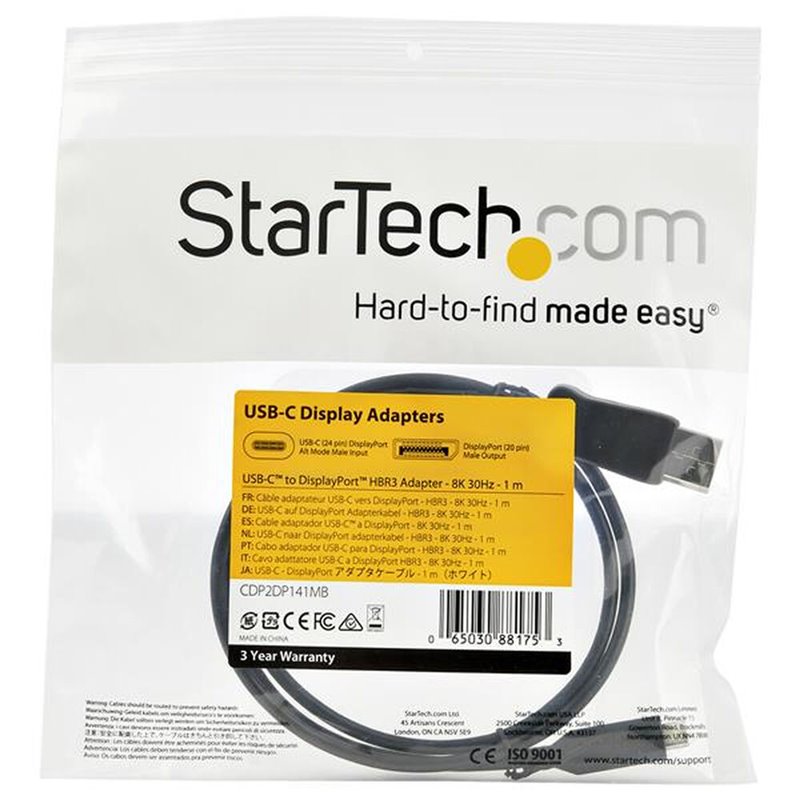 Image secondaire de Startech.com CDP2DP141MB câble vidéo et adaptateur 1 m DisplayPort USB Type-C Noir