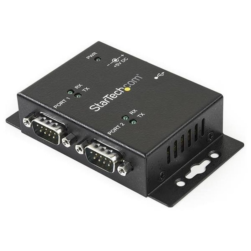 Startech.com Hub adaptateur industriel USB vers série 2 ports à fixation murale avec clips de rail DIN