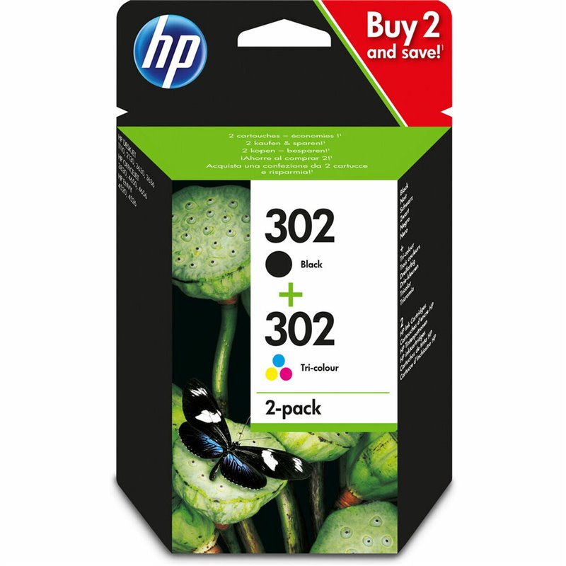 HP Pack de 2 cartouches d'encre noire/3 couleurs authentiques 302