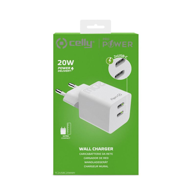 Image secondaire de Chargeur de batterie Celly TC2USBC20WWH Blanc