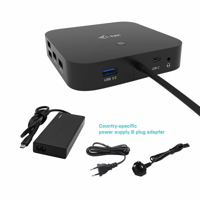 I-Tec USB-C HDMI DP Docking Station with Power Delivery 65W + Universal Charger 77 W