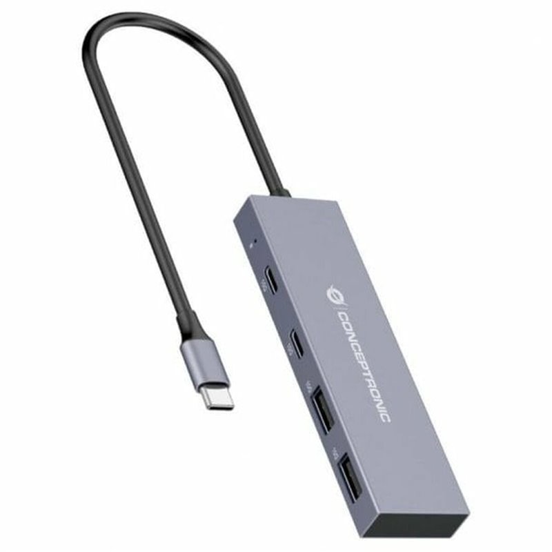 Conceptronic HUBBIES13G hub & concentrateur USB 3.2 Gen 2 (3.1 Gen 2) Type-C 10000 Mbit/s Gris