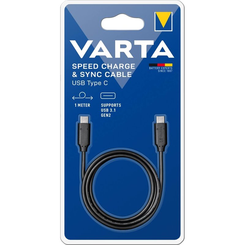 Varta 57947 câble USB 1 m USB 3.2 Gen 2 (3.1 Gen 2) USB C Noir