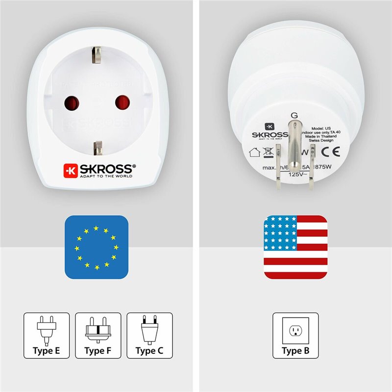 Image secondaire de Adaptateur de courant Skross 1500203-E Européen États-Unis