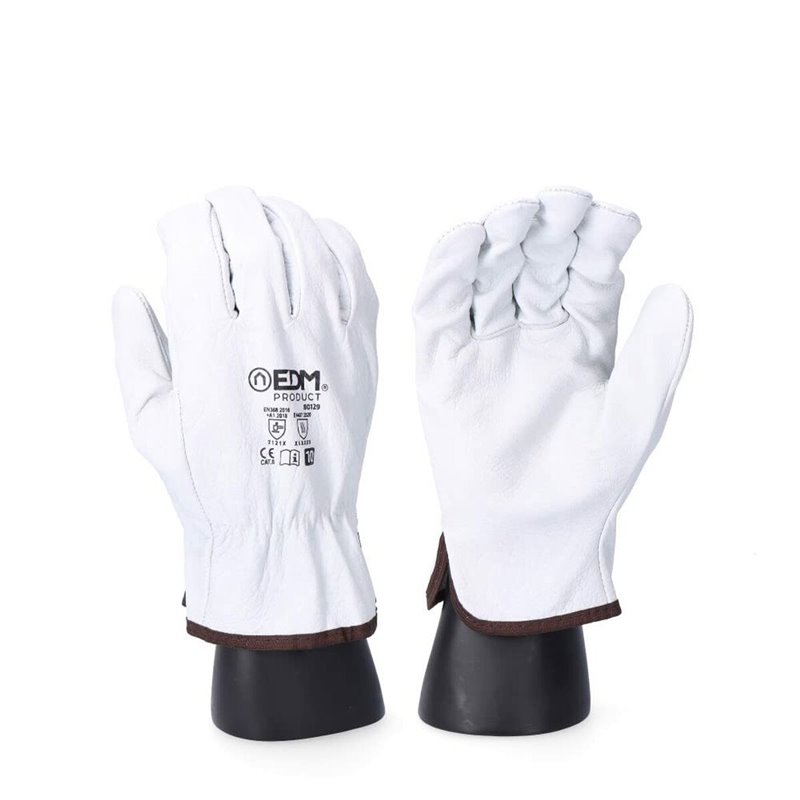 Gants de travail EDM Peau de vache Transport Blanc