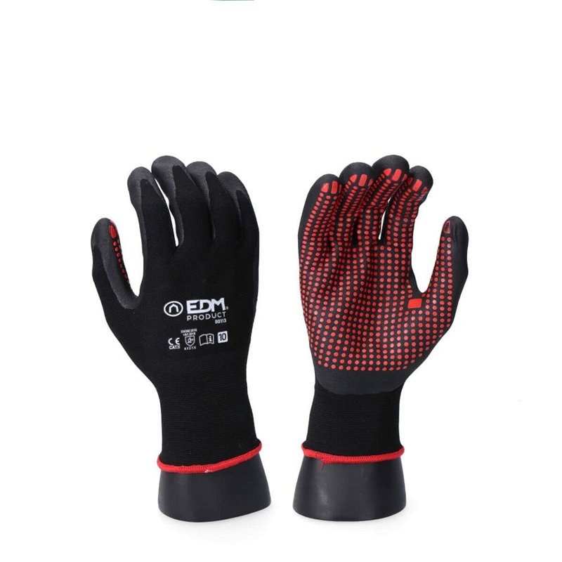 Gants de travail EDM Métal Nylon Nitrile Industriels Noir Lycra