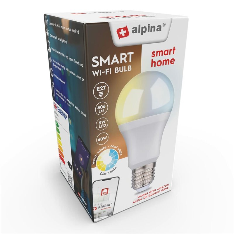 Image secondaire de Ampoule à Puce Alpina RGB Wi-Fi 9 W E27 2700-6500 K 806 lm