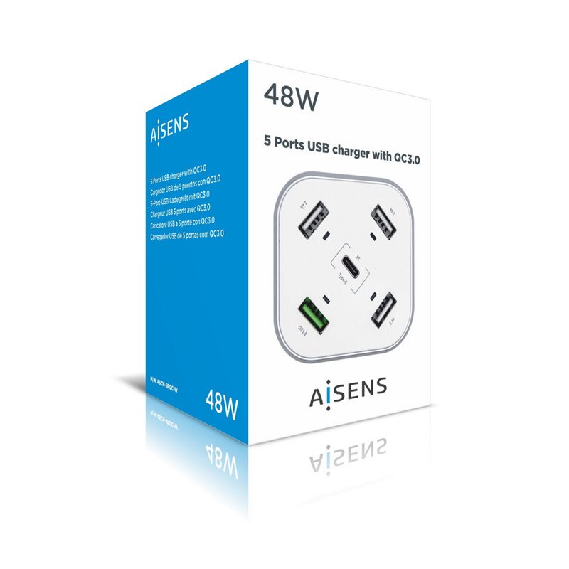 Aisens ASCH-5PQC-W chargeur d'appareils mobiles Universel Blanc Secteur Charge rapide Intérieure