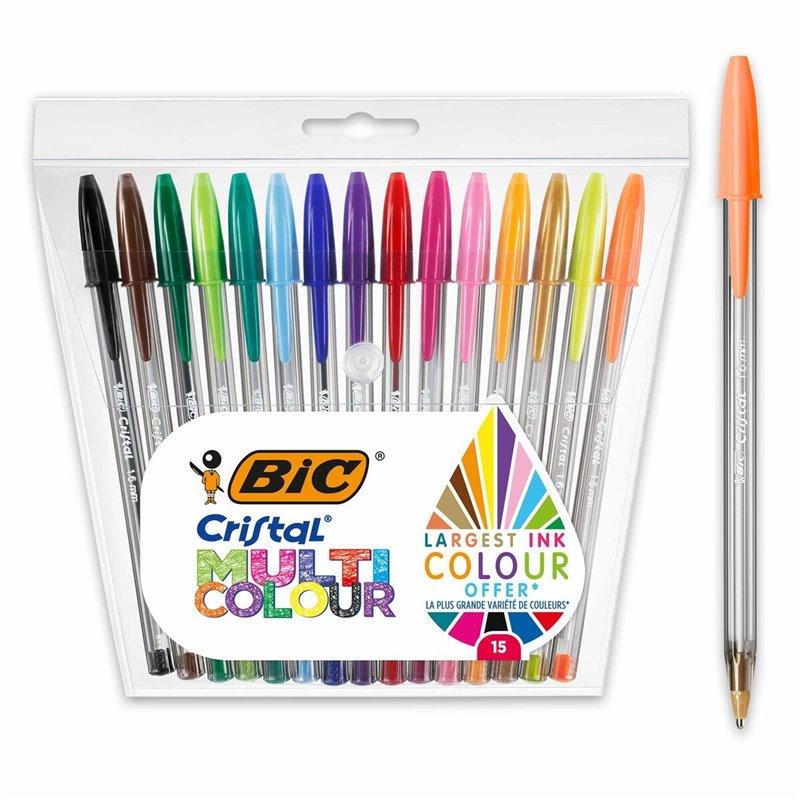 Image secondaire de Ensemble de Stylos Bic Cristal Multicolor 15 Pièces Multicouleur 0,42 mm (15 Pièces)