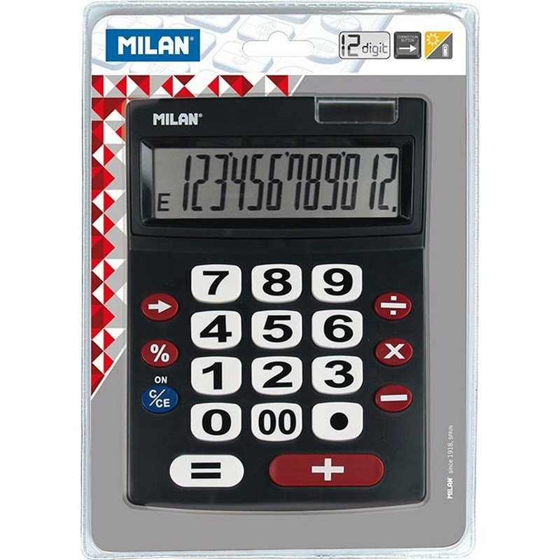 Calculatrice Milan Noir 22,5 x 14 x 3 cm