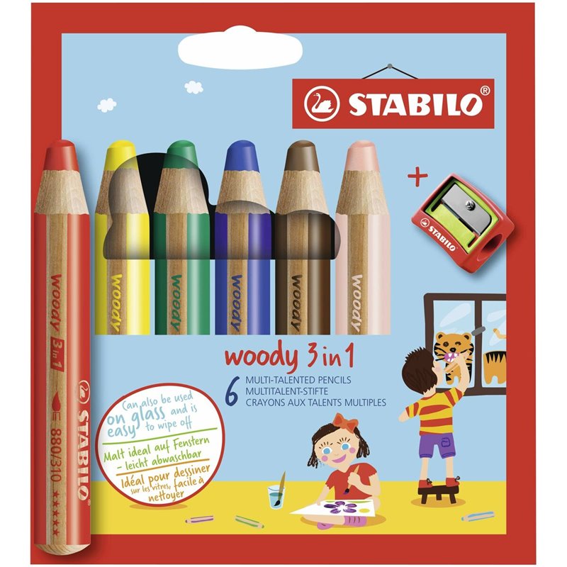 Stabilo woody 3 in 1 Multicolore 6 pièce(s)