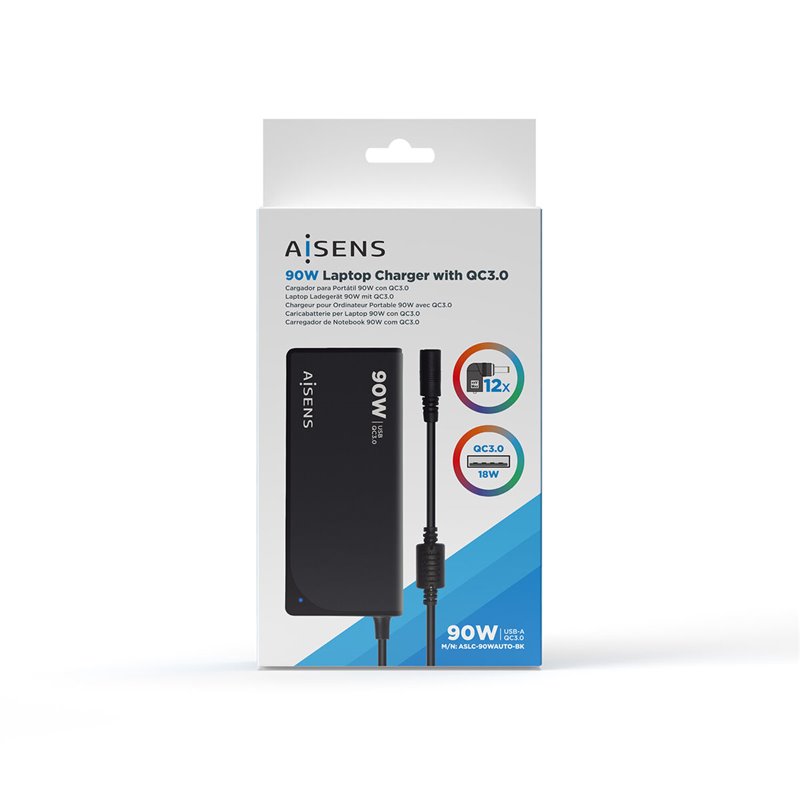 Aisens ASLC-90WAUTO-BK adaptateur de puissance & onduleur Intérieure 90 W Noir