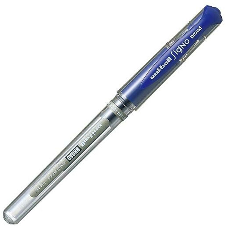 Stylo à encre liquide Uni-Ball Signo Broad UM-153 W Bleu 0,6 mm (12 Pièces)