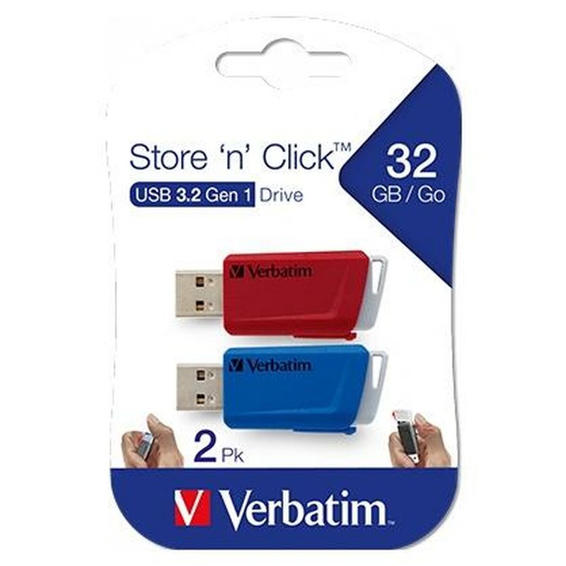 Verbatim Clés USB Store 'n' Click 2 x 32 Go Rouge / Bleu