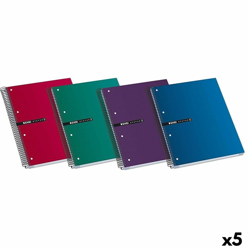 Cahier ENRI Multicouleur A4 160 Volets (5 Unités)