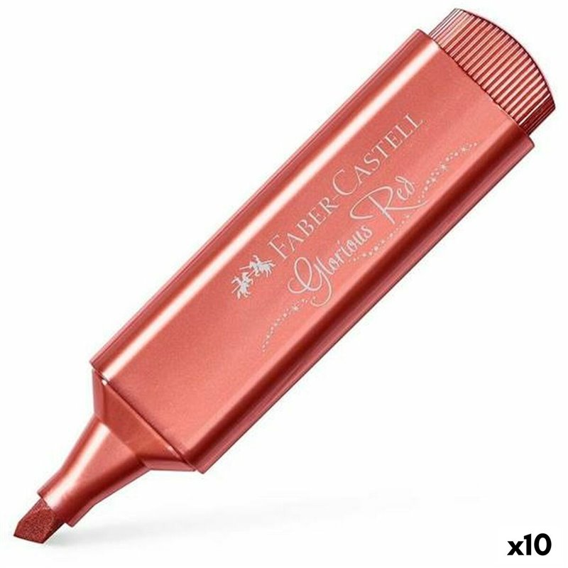 Marqueur Faber-Castell Textliner 46 métallique Rouge (10 Unités)