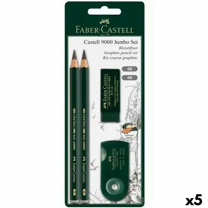 Ensemble de Crayons Faber-Castell Noir (5 Unités)