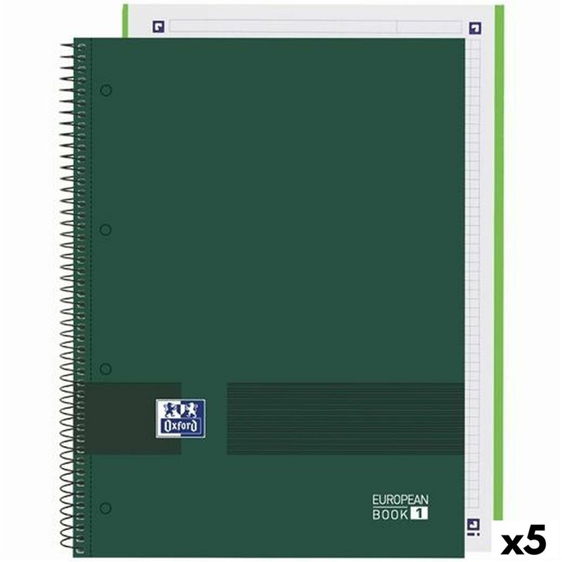 Cahier Oxford European Book Write&Erase Vert militaire A4 (5 Unités)