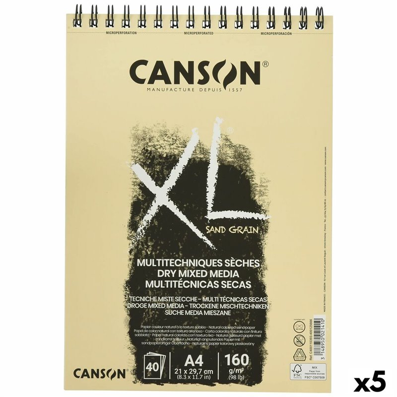 Bloc à dessin Canson XL Sand Naturel A4 5 Unités 40 Volets 160 g/m2