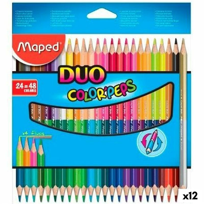 Crayons de couleur Maped Duo Color' Pepst Multicouleur 24 Pièces Double 