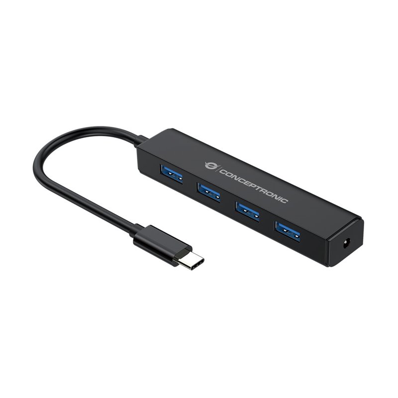 Conceptronic CTC4USB3 hub & concentrateur USB 3.2 Gen 1 (3.1 Gen 1) Type-C 5000 Mbit/s Noir