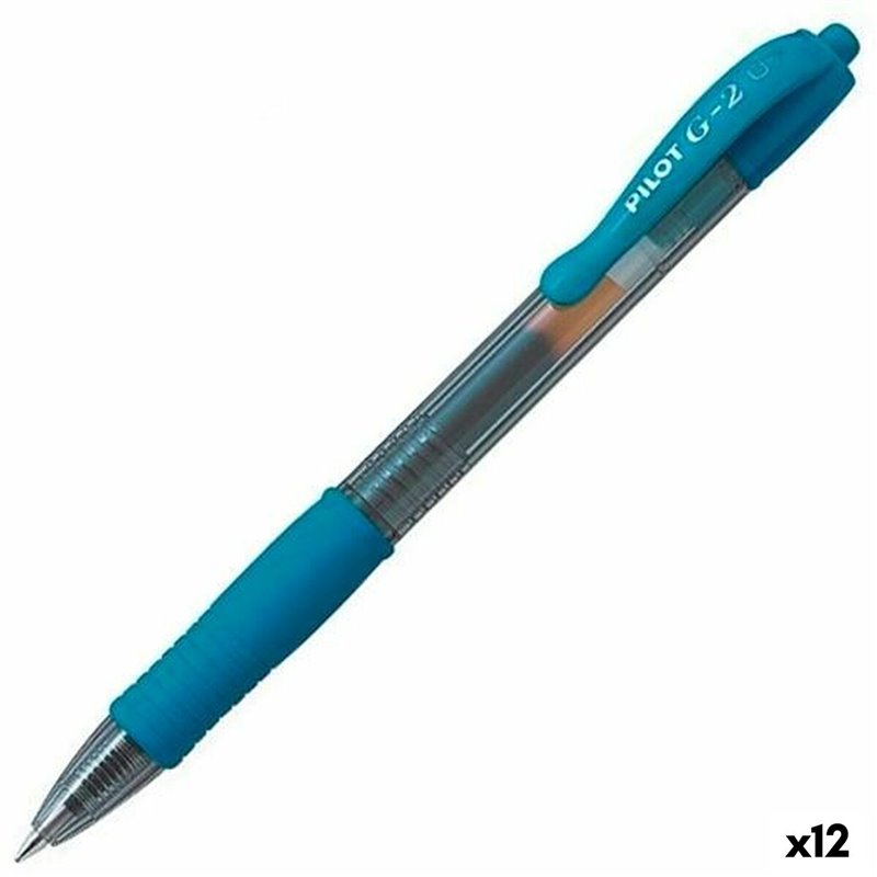 Stylo gel Pilot G-2 Bleu Turquoise 0,4 mm (12 Unités)