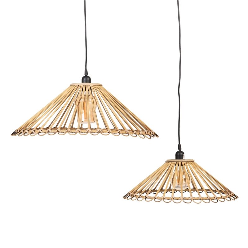 Suspension 57 x 57 x 20,5 cm Naturel Bambou 220 V 240 V 60 W (2 Unités)