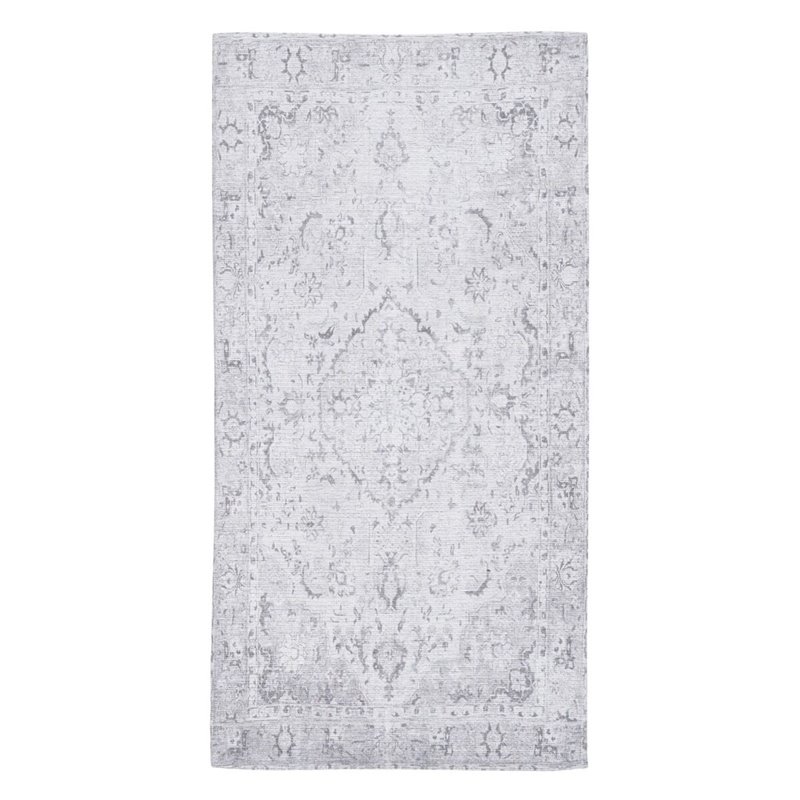 Tapis 80 x 150 cm Gris Polyester Coton