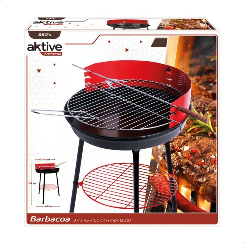 Image secondaire de Barbecue Portable Aktive Bois Fer Ø 38 cm 37 x 61 x 45 cm (6 Unités) Rouge