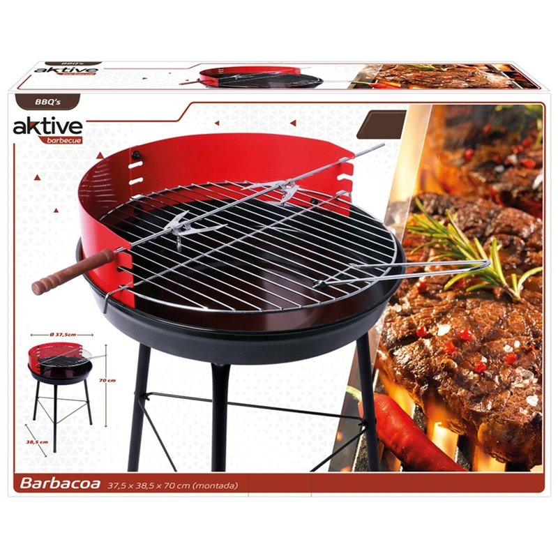 Image secondaire de Barbecue Portable Aktive Bois Fer 37,5 x 70 x 38,5 cm (4 Unités) Rouge