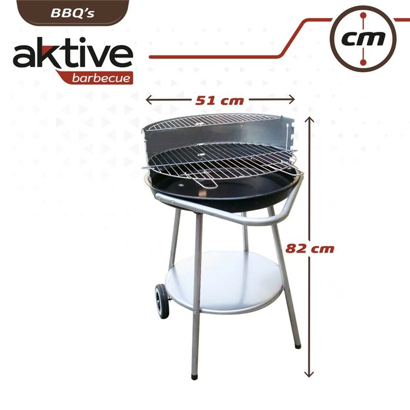 Image secondaire de Roues de barbecue au charbon de bois Aktive Métal émaillé 51 x 82 x 51 cm Noir