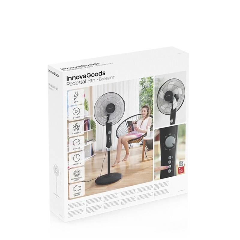 Image secondaire de Ventilateur sur Pied InnovaGoods Breezinn Noir 45 W