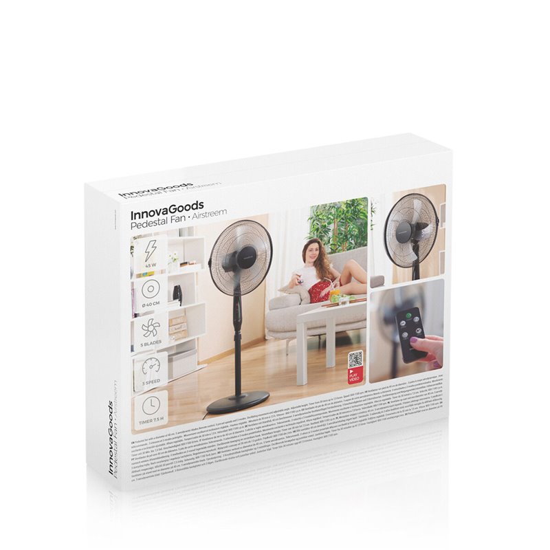 Image secondaire de Ventilateur sur Pied avec Télécommande InnovaGoods Airstreem Noir 45 W