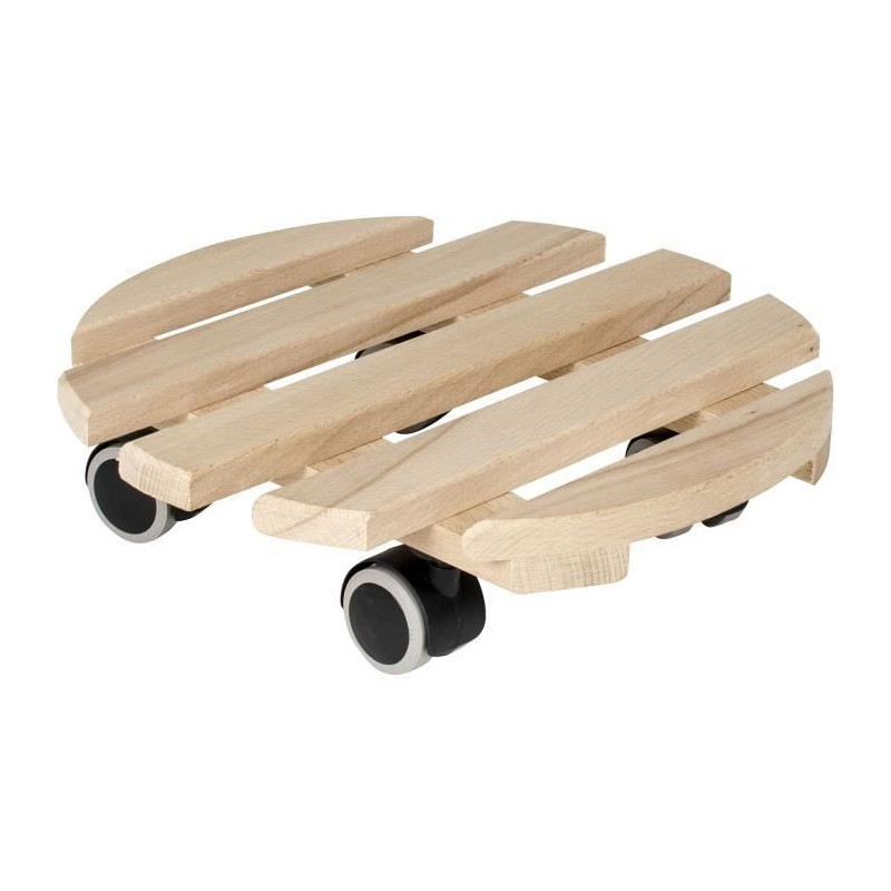 EDA Support a roulettes Ø 30 cm en Bois - 4 roulettes - 30 x 30 x H.8 cm