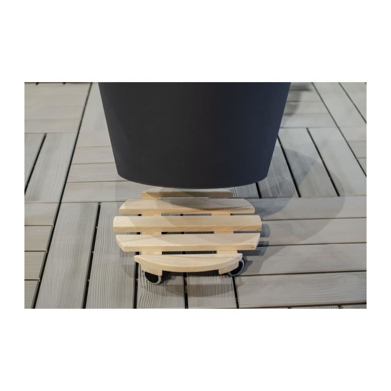 Image secondaire de EDA Support a roulettes Ø 30 cm en Bois - 4 roulettes - 30 x 30 x H.8 cm