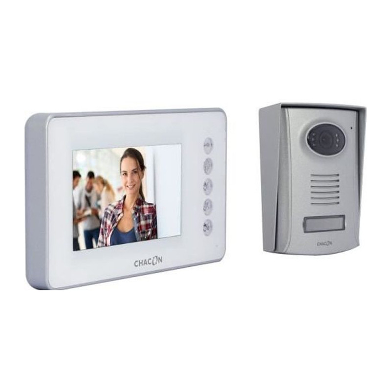 Interphone Vidéo Intelligent Chacon 34801 Blanc PVC Aluminium