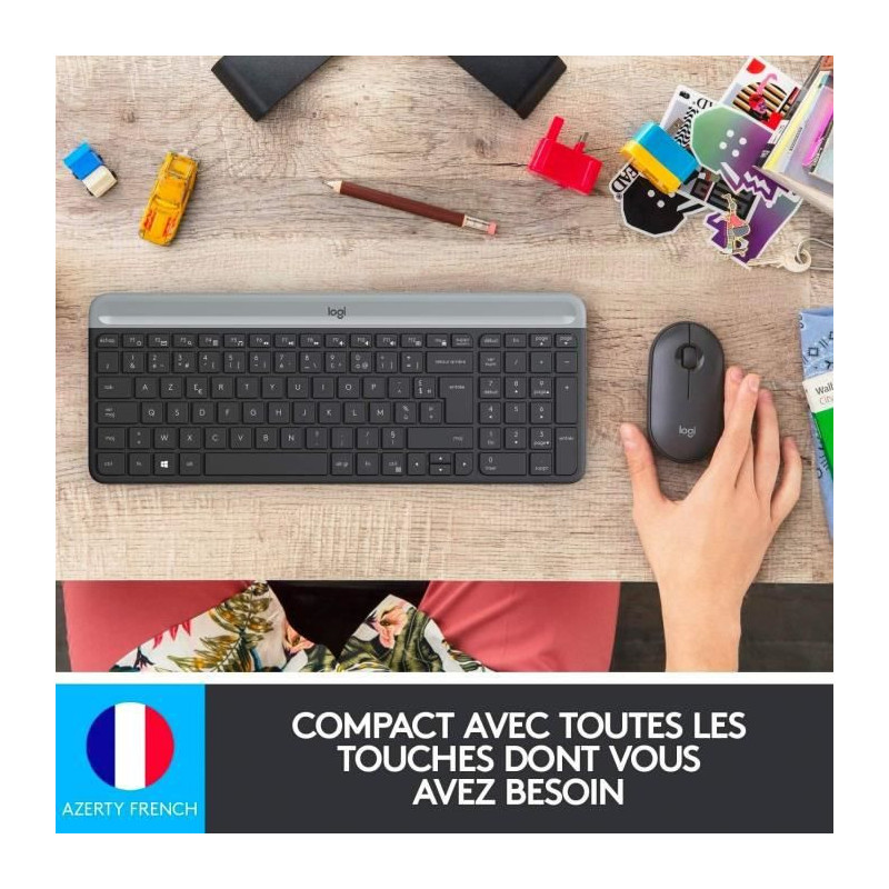 Image secondaire de Logitech MK470 clavier Souris incluse RF sans fil Azerty Français Graphite