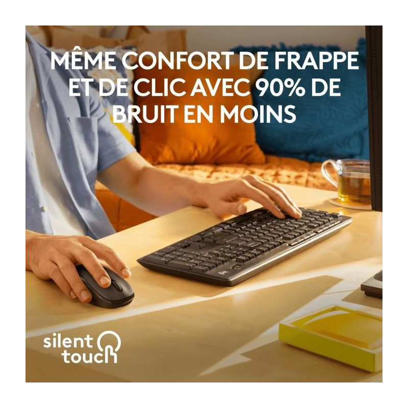 Image secondaire de Logitech MK295 Silent Wireless Combo clavier Souris incluse RF sans fil Azerty Français Graphite