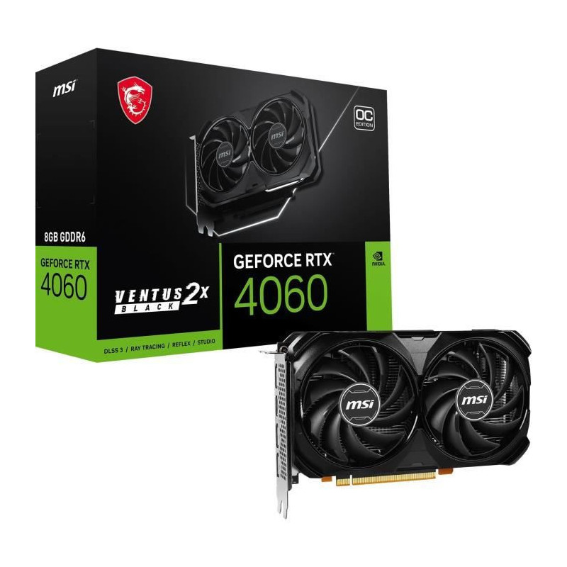 MSI VENTUS GeForce RTX 4060 2X BLACK 8G OC carte graphique Nvidia 8 Go GDDR6