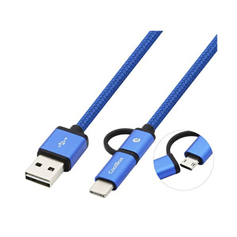 Coolbox COO-CAB-U2MC-BL câble USB 1 m USB 2.0 USB A USB C/Micro-USB B Bleu