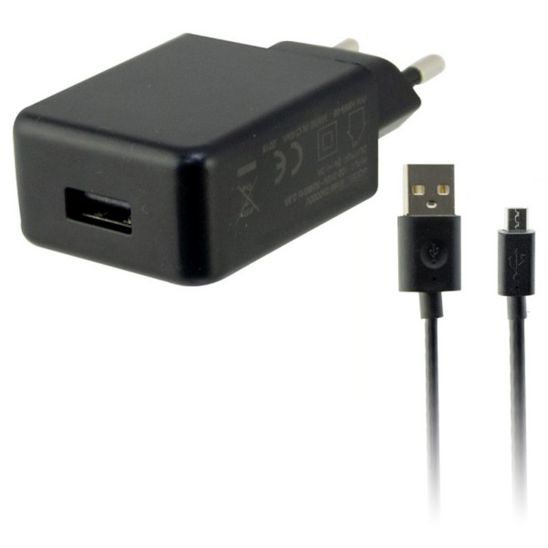 Chargeur Mural + Câble Micro USB KSIX USB 2A Noir