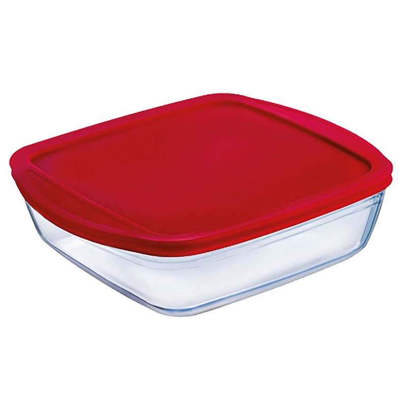 Image secondaire de Panier-Repas carré avec couvercle Ô Cuisine Cook&store Ocu Rouge 2,2 L 25 x 22 x 5 cm verre Silicone (5 Unités)