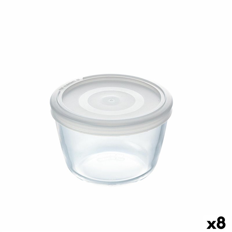 Panier-Repas rond avec couvercle Pyrex Cook&freeze 600 ml 12 x 12 x 9 cm Transparent verre Silicone (8 Unités)