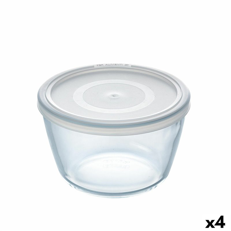 Panier-Repas rond avec couvercle Pyrex Cook & Freeze 1,1 L 15 x 15 x 10 cm Transparent Silicone verre (4 Unités)