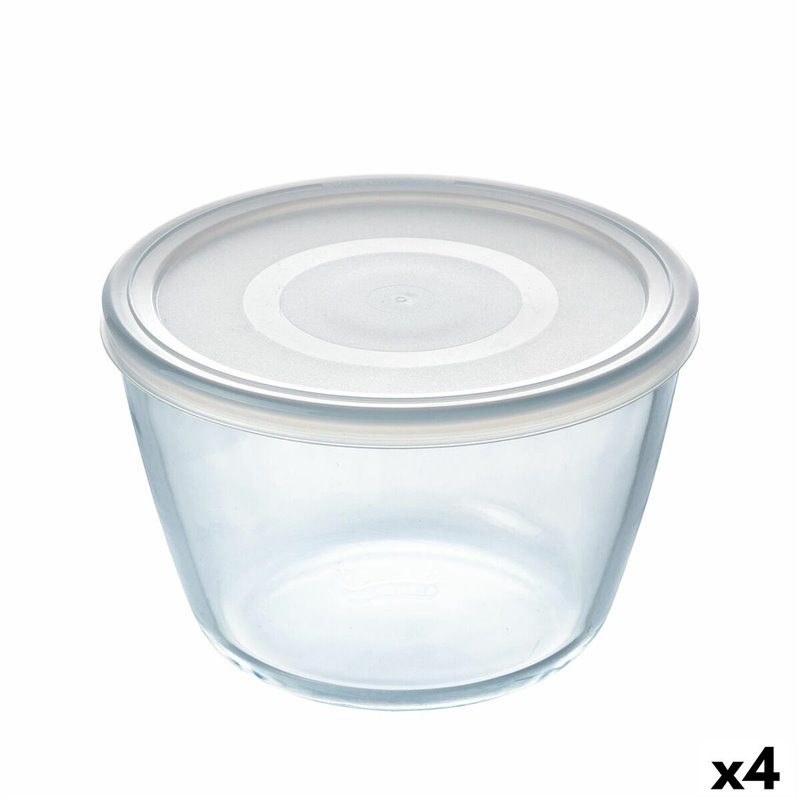 Panier-Repas rond avec couvercle Pyrex Cook & Freeze 1,6 L 17 x 17 x 12 cm Transparent Silicone verre (4 Unités)