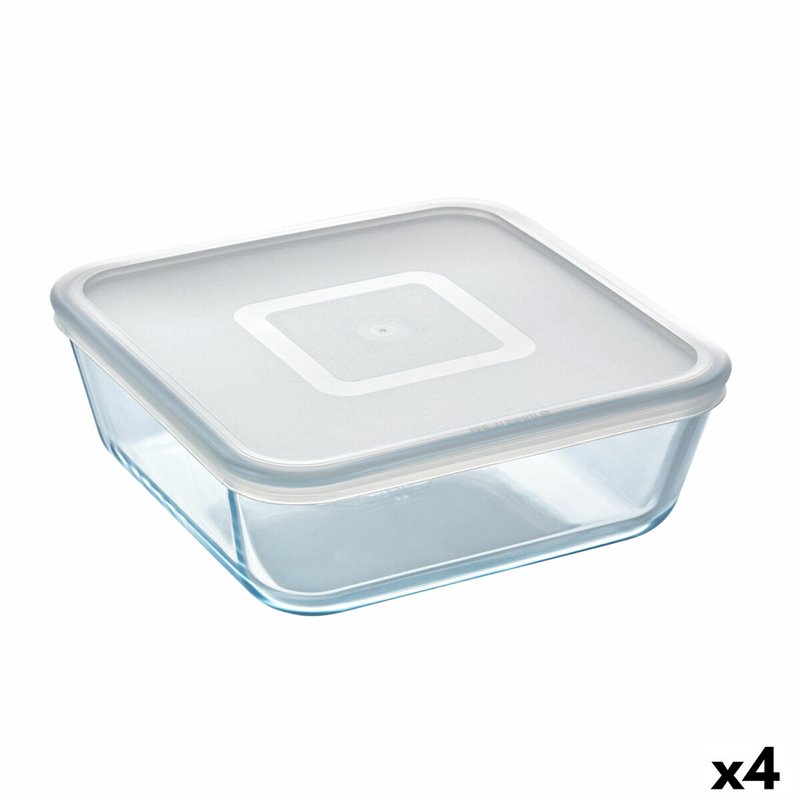 Panier-Repas carré avec couvercle Pyrex Cook & Freeze 2 L 19 x 19 cm Transparent Silicone verre (4 Unités)