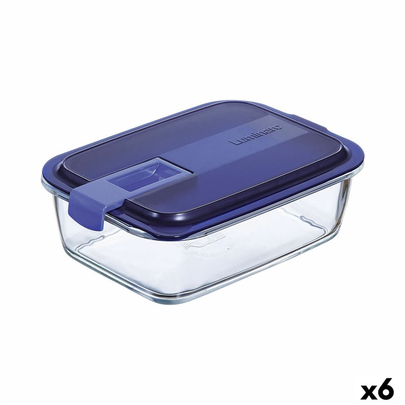 Boîte à lunch hermétique Luminarc Easy Box Bleu verre (6 Unités) (1,22 L)