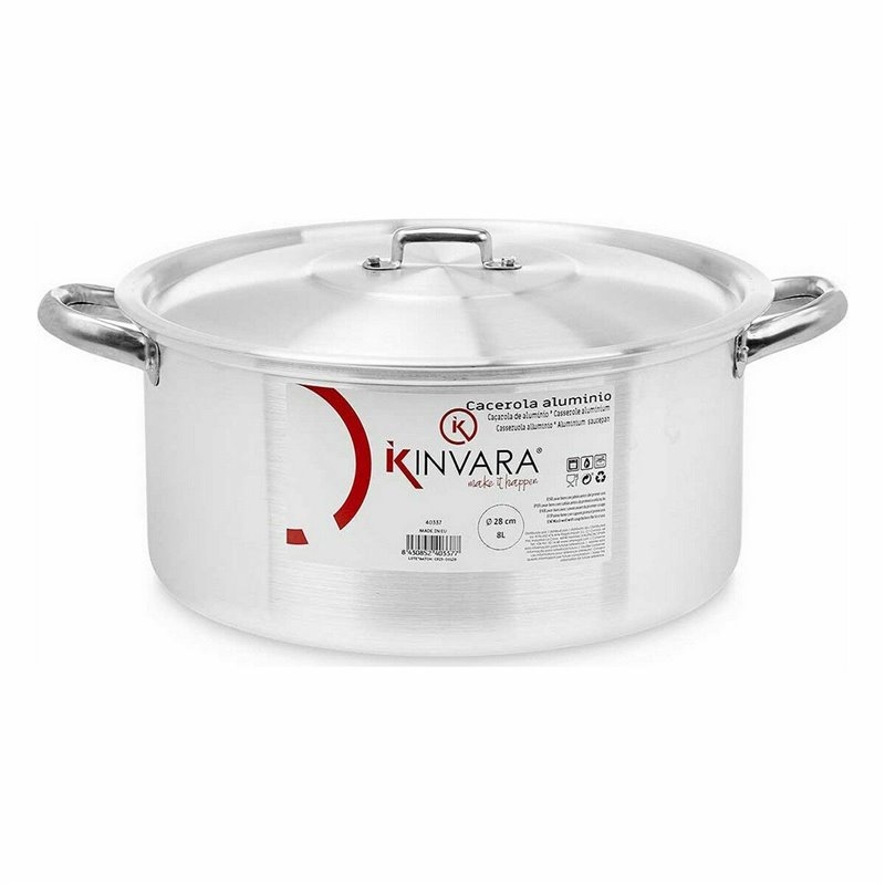 Image secondaire de Casserole avec Couvercle Argenté Aluminium 8 L (6 Unités)